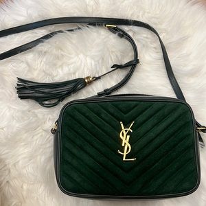 YSL green quilted camera bag